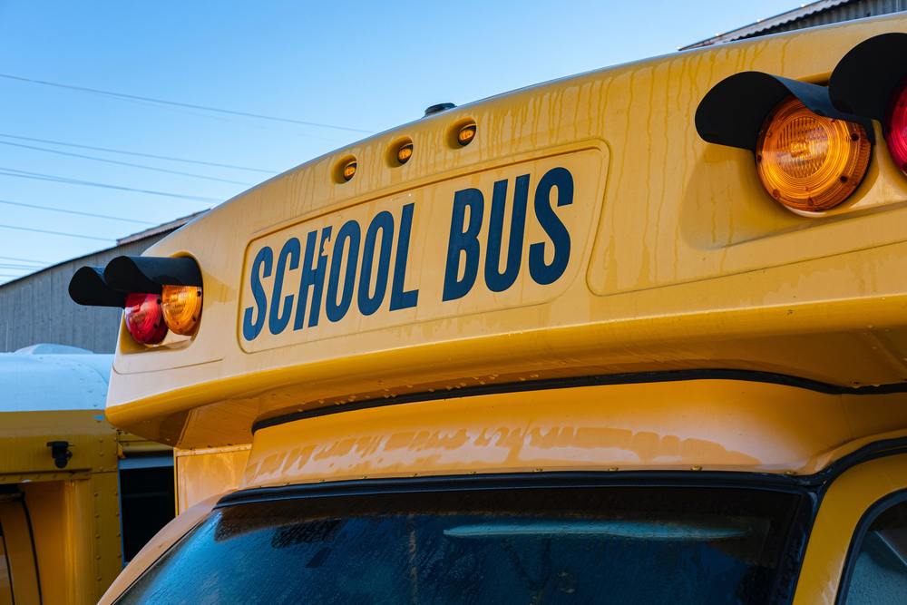 Cropped photo of school bus